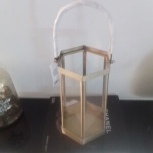 Novelty gold glass candle holder